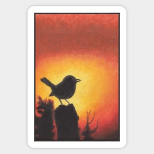 Lonely Bird in Orange Sunset Sticker